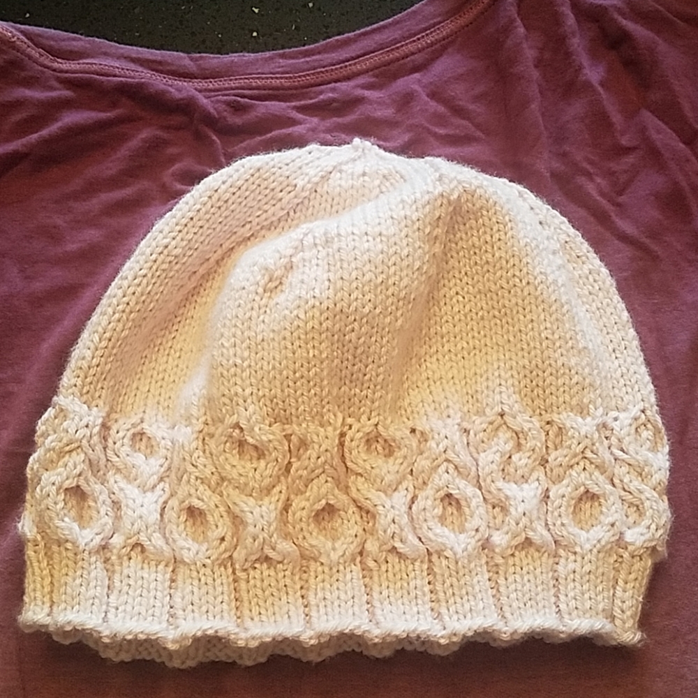 NWOT Hand Knitted "XOXO"Beanie Hat, Light Lavender